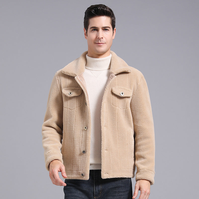 Grain Fleece Men Jacket Autumn And Winter New Style