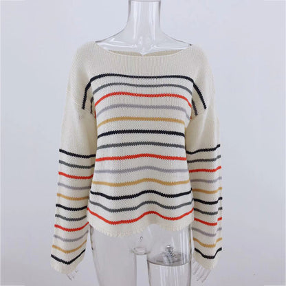 Ladies striped rainbow sweater