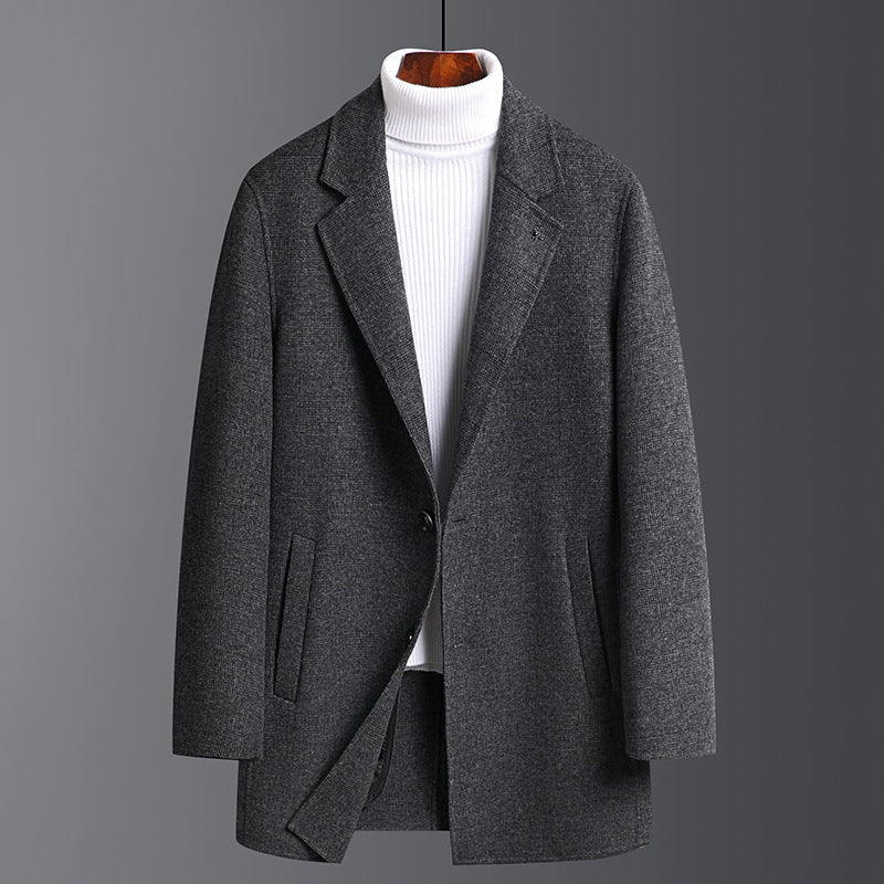 Double-sided woolen coat men's thick slim coat