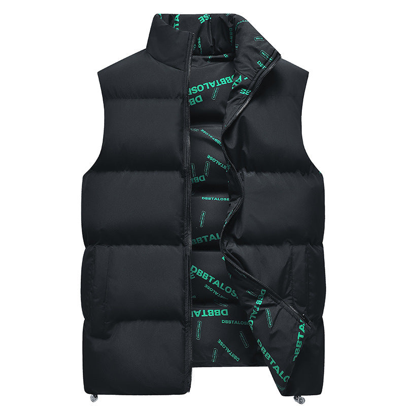 Heating And Warm-keeping Casual Printed Hooded Waistcoat Vest Down Cotton Vest Men's