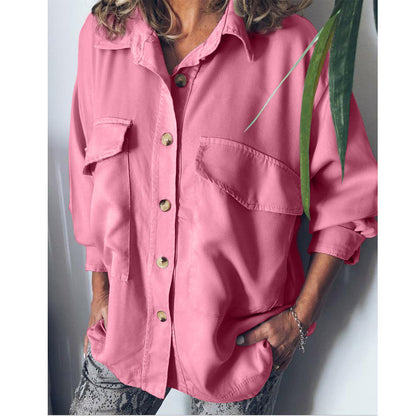 Women's Cardigan Cropped Sleeve Shirt