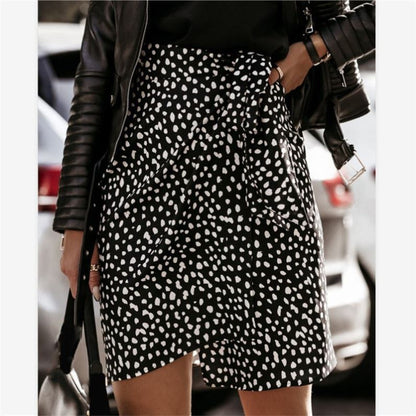 High Waist Half-Length Stitching Leopard Print Skirt