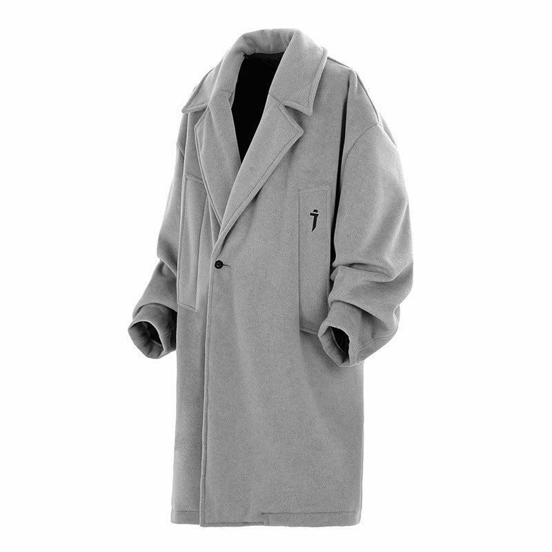 Mid-length Woolen Trench Coat Men's Loose Casual Coat Coat