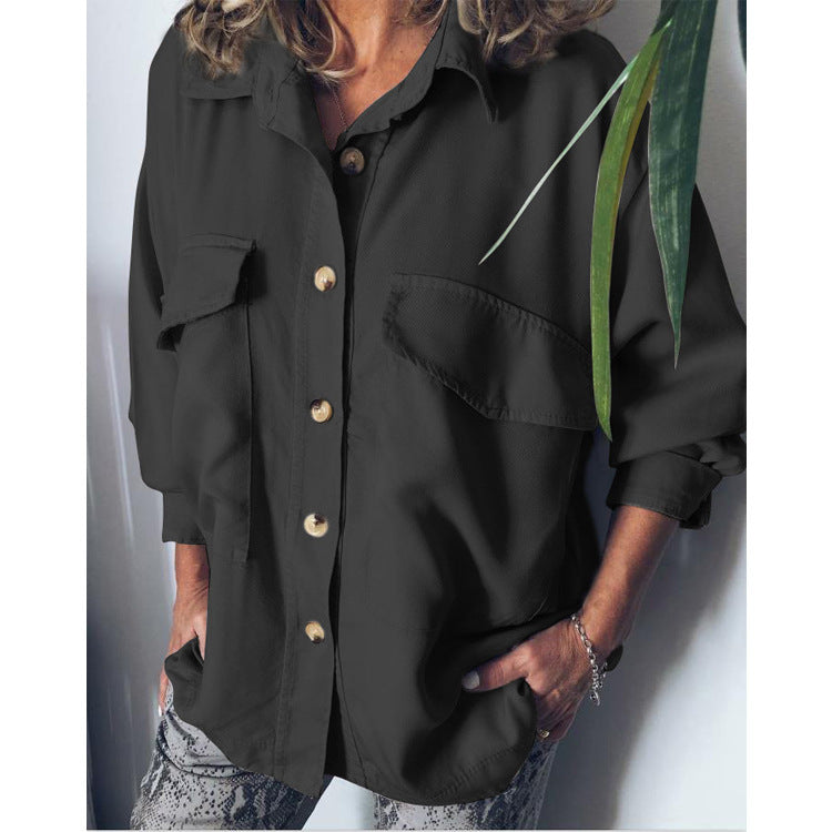 Women's Cardigan Cropped Sleeve Shirt