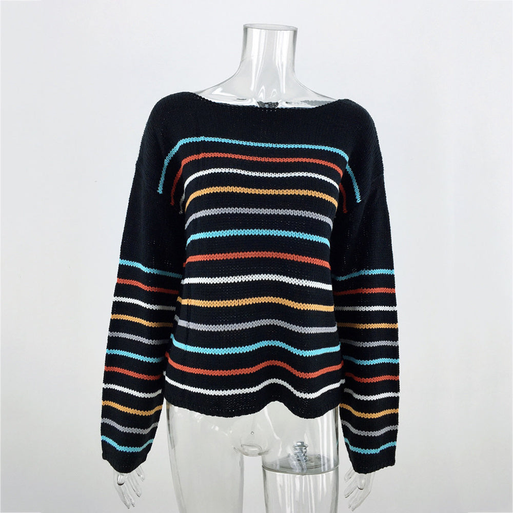 Ladies striped rainbow sweater