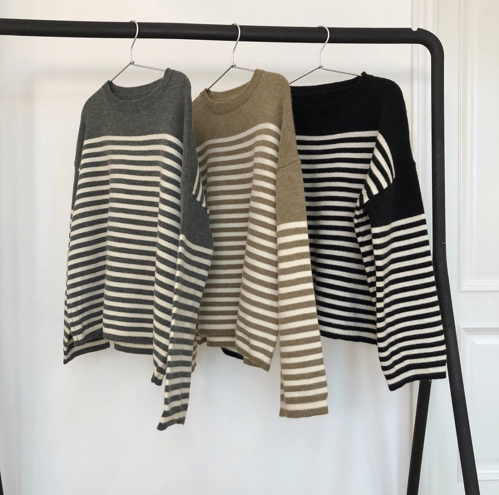 Women's soft waxy striped sweater