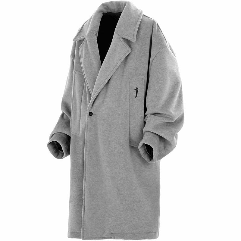 Mid-length Woolen Trench Coat Men's Loose Casual Coat Coat