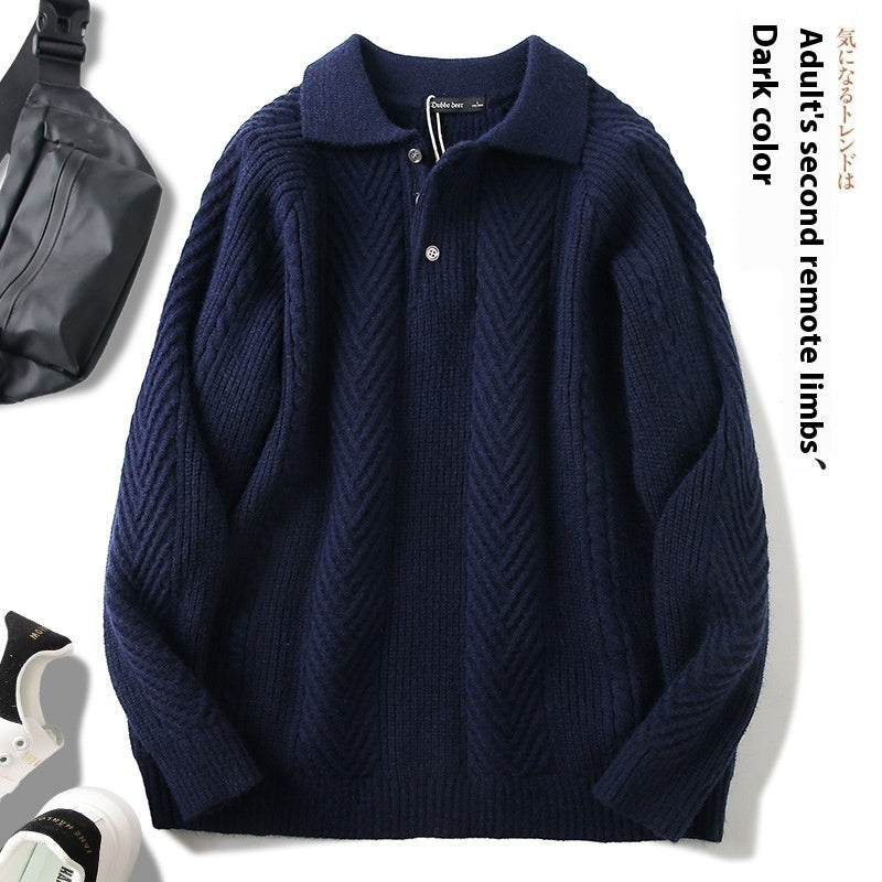 Fall Winter Polo Collar Pullover Sweater