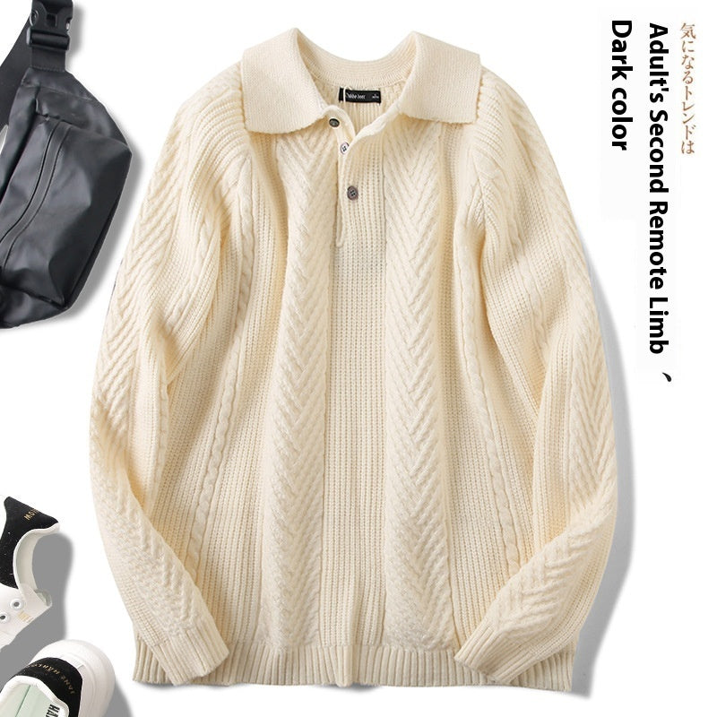 Fall Winter Polo Collar Pullover Sweater