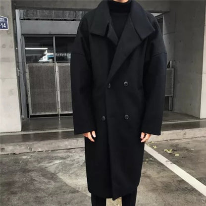 Men's loose thick woolen coat