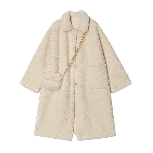 Lamb wool celebrity style coat