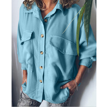 Women's Cardigan Cropped Sleeve Shirt