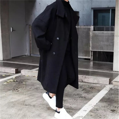 Men's loose thick woolen coat