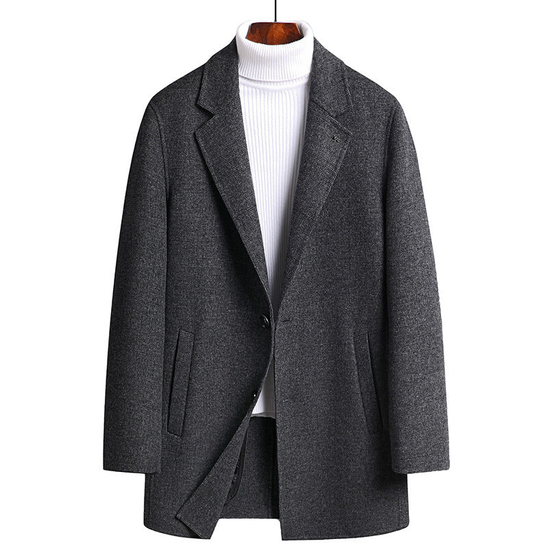 Double-sided woolen coat men's thick slim coat