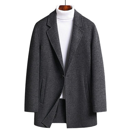 Double-sided woolen coat men's thick slim coat