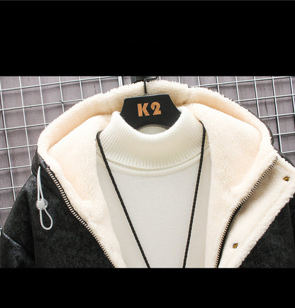 Plush Padded Jacket Jacket Youth Korean Style Slim Men's Top