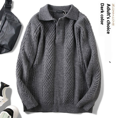 Fall Winter Polo Collar Pullover Sweater