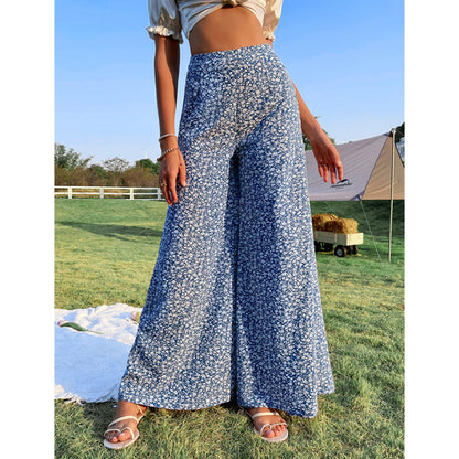 Women's Stretch High Waist Wide Leg Loose Trousers Women Beach Vacation