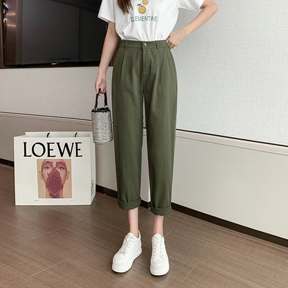 Women's Thin Khaki Washed Cotton Pants