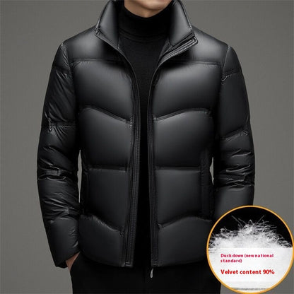 Winter Mid-old Men's Down Jacket Stand Collar Coat Thickened Protection