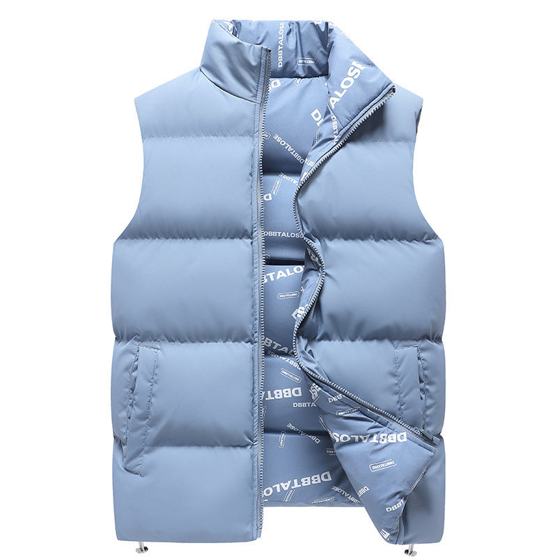 Heating And Warm-keeping Casual Printed Hooded Waistcoat Vest Down Cotton Vest Men's