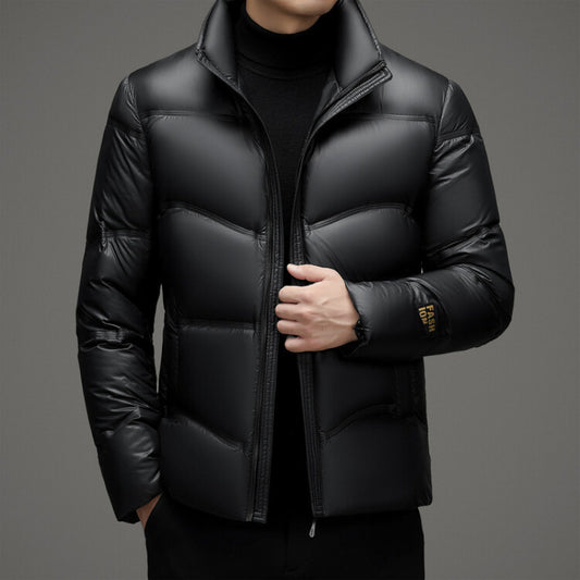 Winter Mid-old Men's Down Jacket Stand Collar Coat Thickened Protection