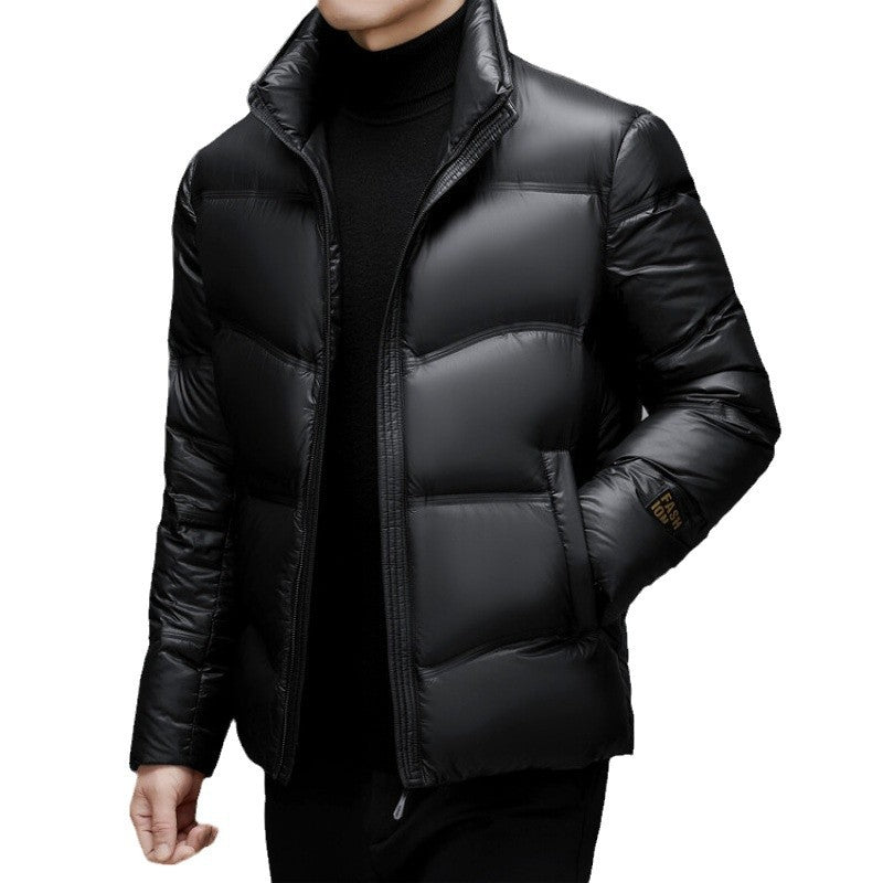 Winter Mid-old Men's Down Jacket Stand Collar Coat Thickened Protection