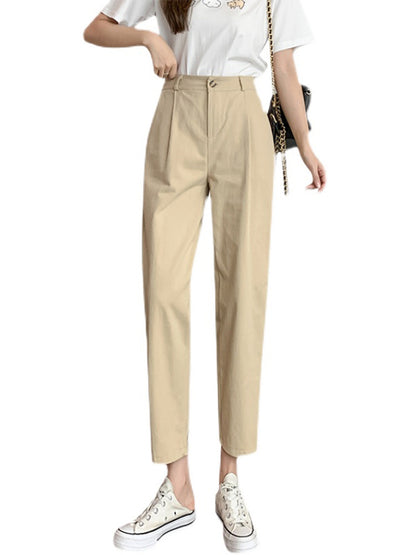 Women's Thin Khaki Washed Cotton Pants