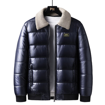 Lapel Collar Trendy Men's Winter Jacket Thickened