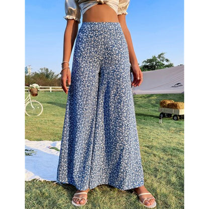 Women's Stretch High Waist Wide Leg Loose Trousers Women Beach Vacation