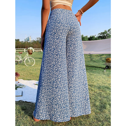 Women's Stretch High Waist Wide Leg Loose Trousers Women Beach Vacation