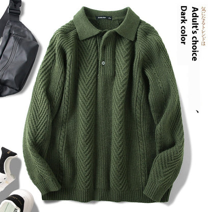 Fall Winter Polo Collar Pullover Sweater